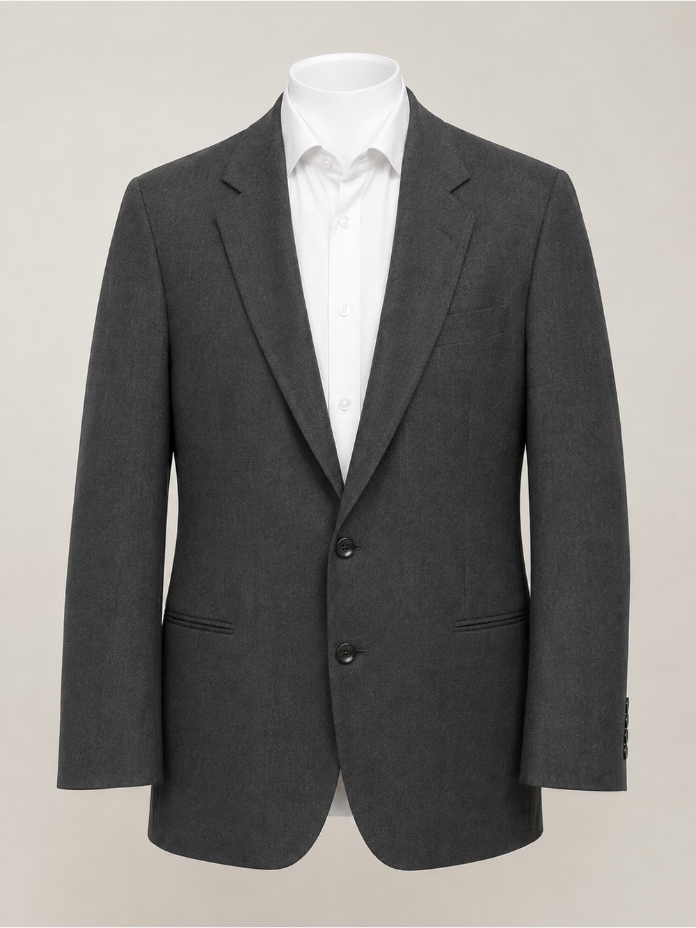 Man in Wool Charcoal Gray Two-Button Blazer